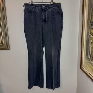 Jones New York Signature Faded Black Wide Leg Jeans High Rise Stretch 16W